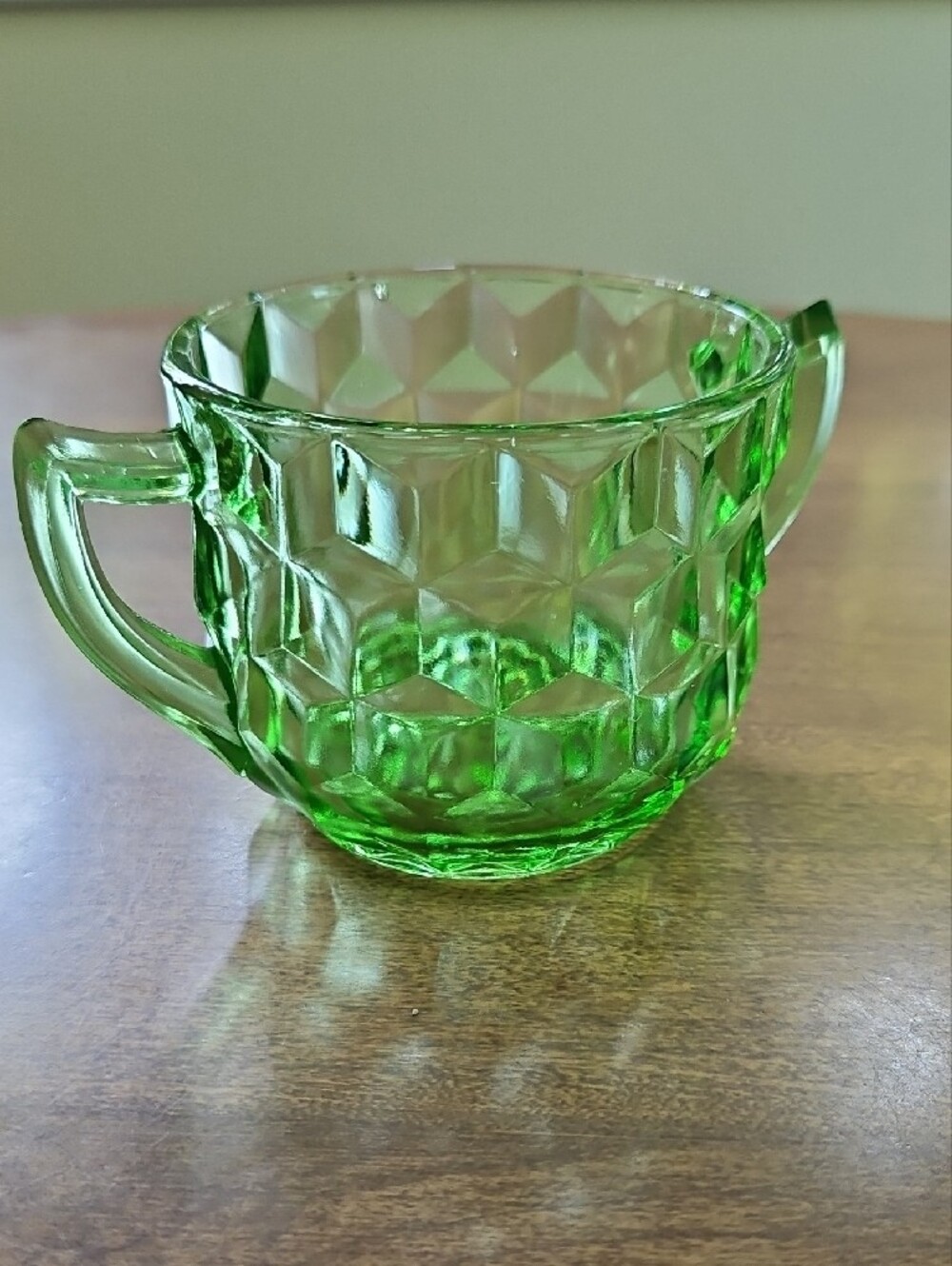 Uranium Depression Glass Sugar & Creamer Set Vintage - Picture 9 of 11